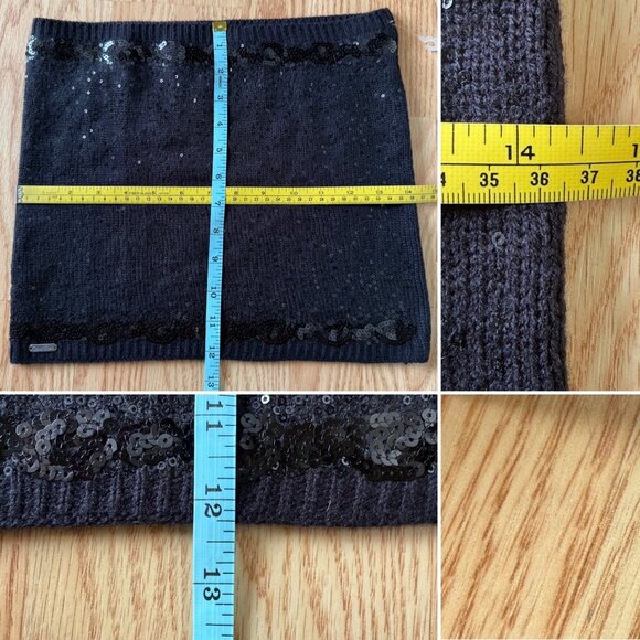 Calvin Klein Black Sequin Knit Loop Scarf Collar Elegant Accessory Evening Glam - Picture 8 of 14